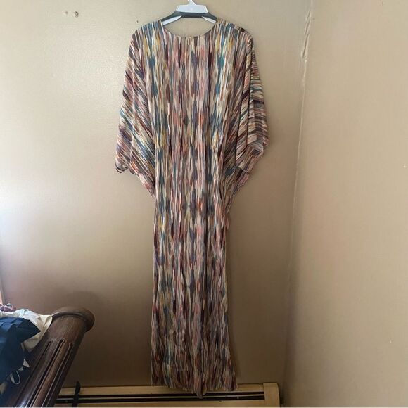 Misa Los Angeles Rena Kaftan Dress Cotton-blend abstract print gather tie maxi - Picture 11 of 13